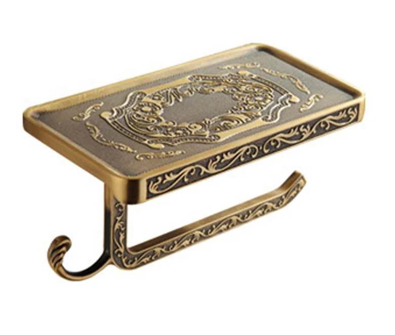 

Office Alloy Paper Holder Space Saving Bathroom Antique Carved Household Mobile Phone Shelf Tissue Box Towel Rack Toilet Retro