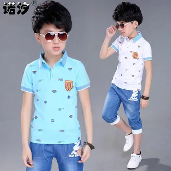 

boys clothes 3-11T kids summer suit for a boy children cotton T shirt+jeans 2pcs/set kid clothes boys sport clothes sets jeans