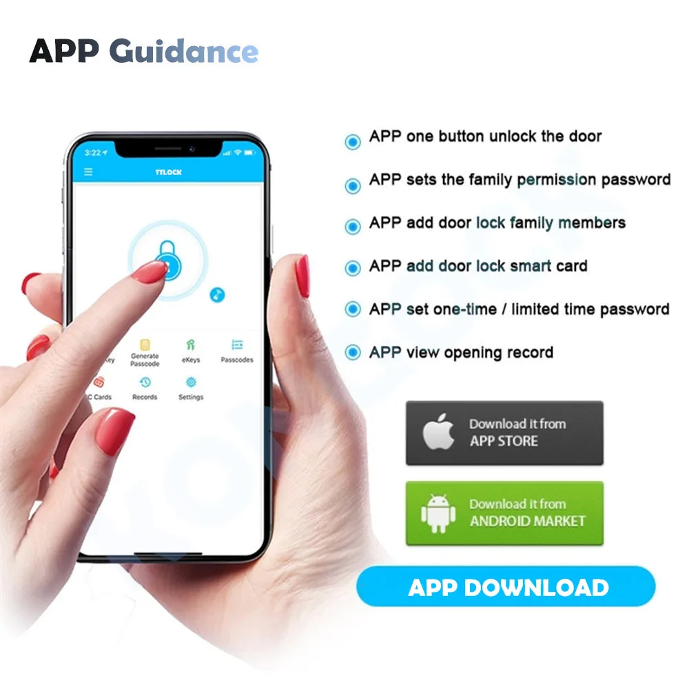 Bluetooth приложение умный дверной замок, удаленно электронный ключ и авторизованный пароль доступа с аварийным ключом для дома отеля и квартиры