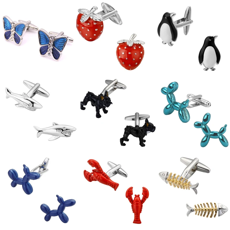 

DY novel Fashion French shirt Cufflinks animal dog lobster fruit strawberry apple design high quality men's wedding Cufflinks