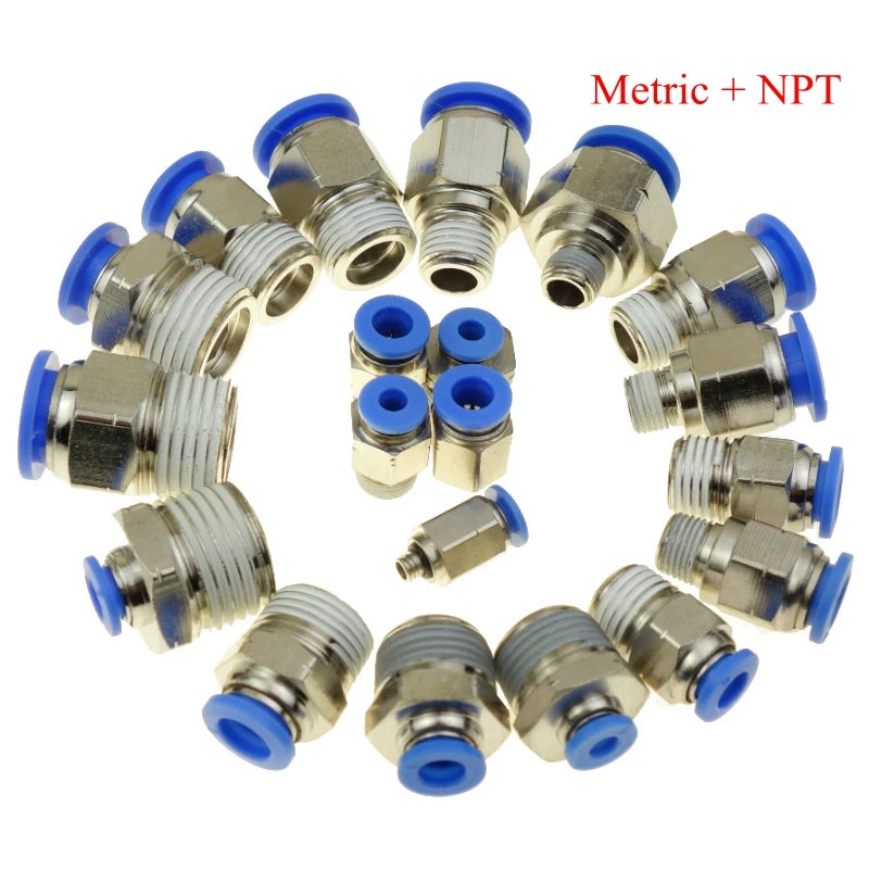 Baomain L-Shaped Pneumatic Fittings 6mm External Thread Male 1/4 Push to Connect Fittings 5 Pack 