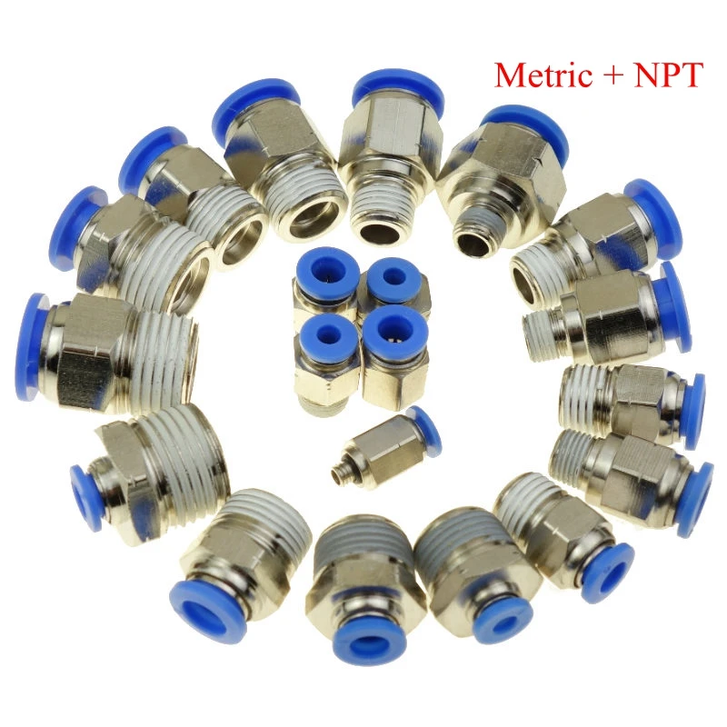 Pneumatic Push In Air Fitting Straight Male Connector For Tube OD 4 6 8 10 12mm X UNF 1/8" 1/4