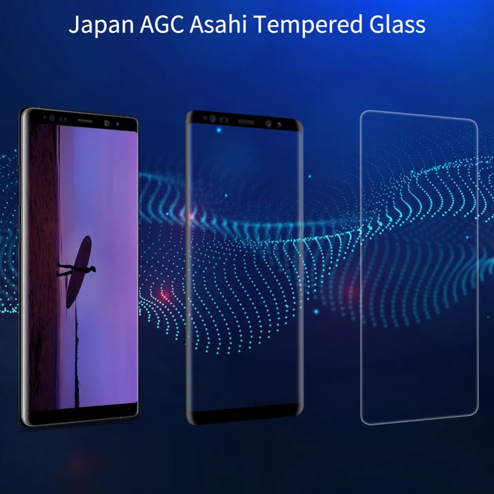 Закаленное стекло NILLKIN DS + MAX 9D полностью покрытое для Samsung galaxy note 8 изогнутое