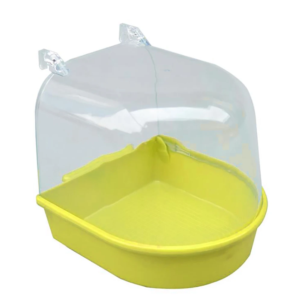 Cage Mounted Small Bird Parrot Budgie Pet Round Bath Basin Shower Bathtub Kit Parrot Bird Bathtub Parrot Bathing Supplies 1Pc - Цвет: Цвет: желтый