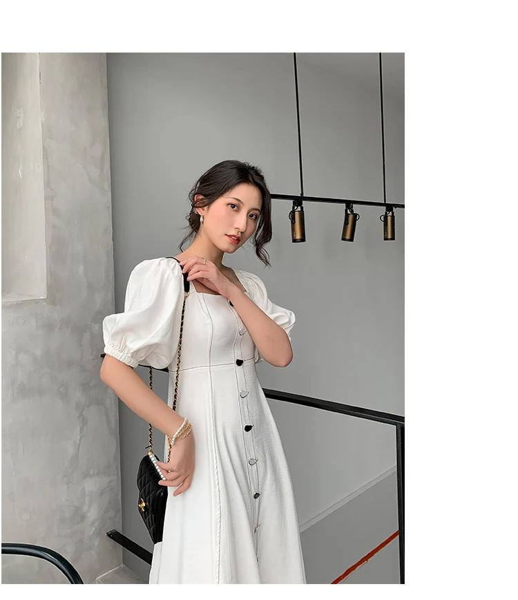 Высококачественное модное дизайнерское подиумное шифоновое платье для женщин, французское элегантное платье с рукавами-фонариками и квадратным вырезом, ТРАПЕЦИЕВИДНОЕ ПЛАТЬЕ Vestidos