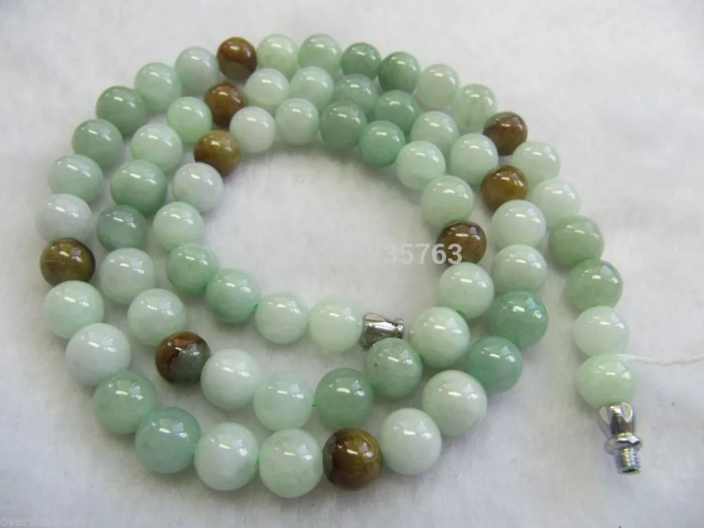 

Free shipping 0014396 FINE Certified 100% Nautral Mix-color stone A Grade Jadeite Bead Necklace