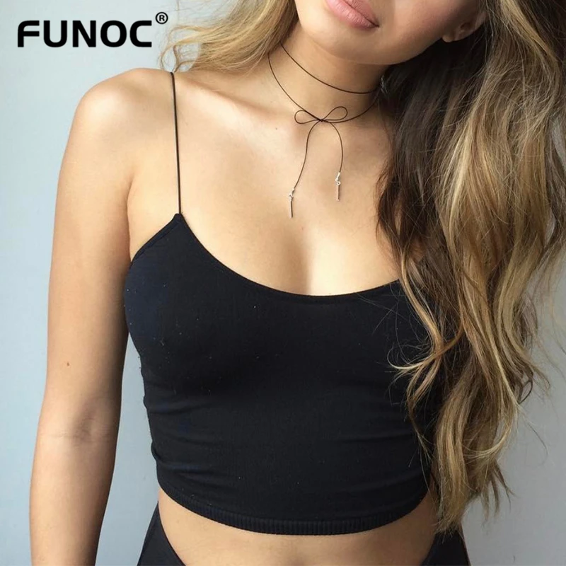 

Funoc Women Sexy Crop Tops Summer Camisole Fitness Bralette Bustier Tank Top Sleeveless Vest Casual Solid Camis Crochet Bralet