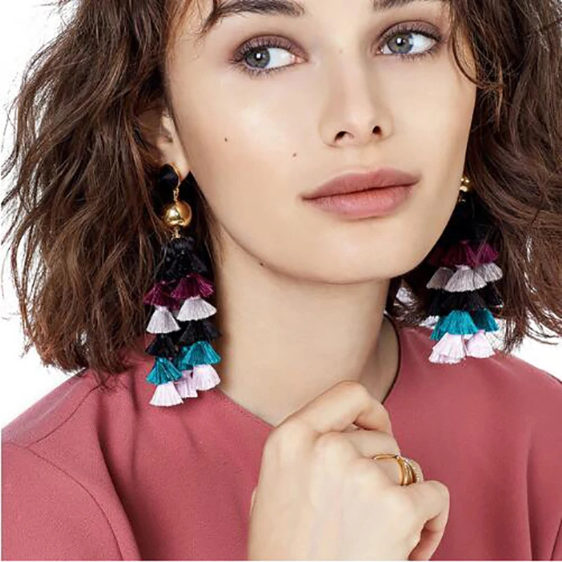 New Arrival Long Tassel Earrings For Women Statement Jewelry Fringe Drop Earrings Big Fashion Handmade Dangle Earrings For Women