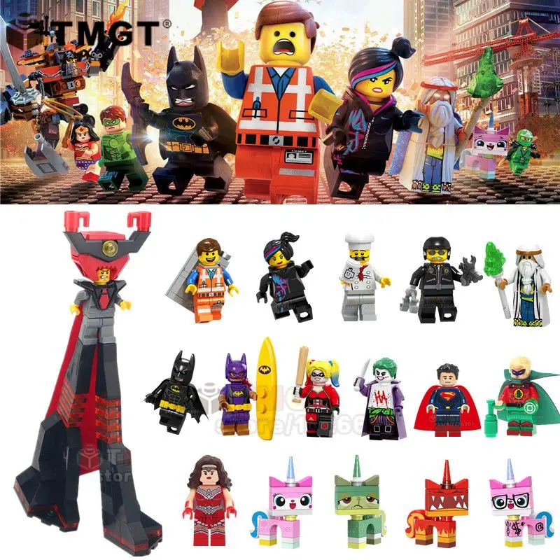 

Single Movie 2 Character Emmet Wyldstyle Batman Robo Swat Bad Cop Harley Quinn Building Blocks Toys For Children