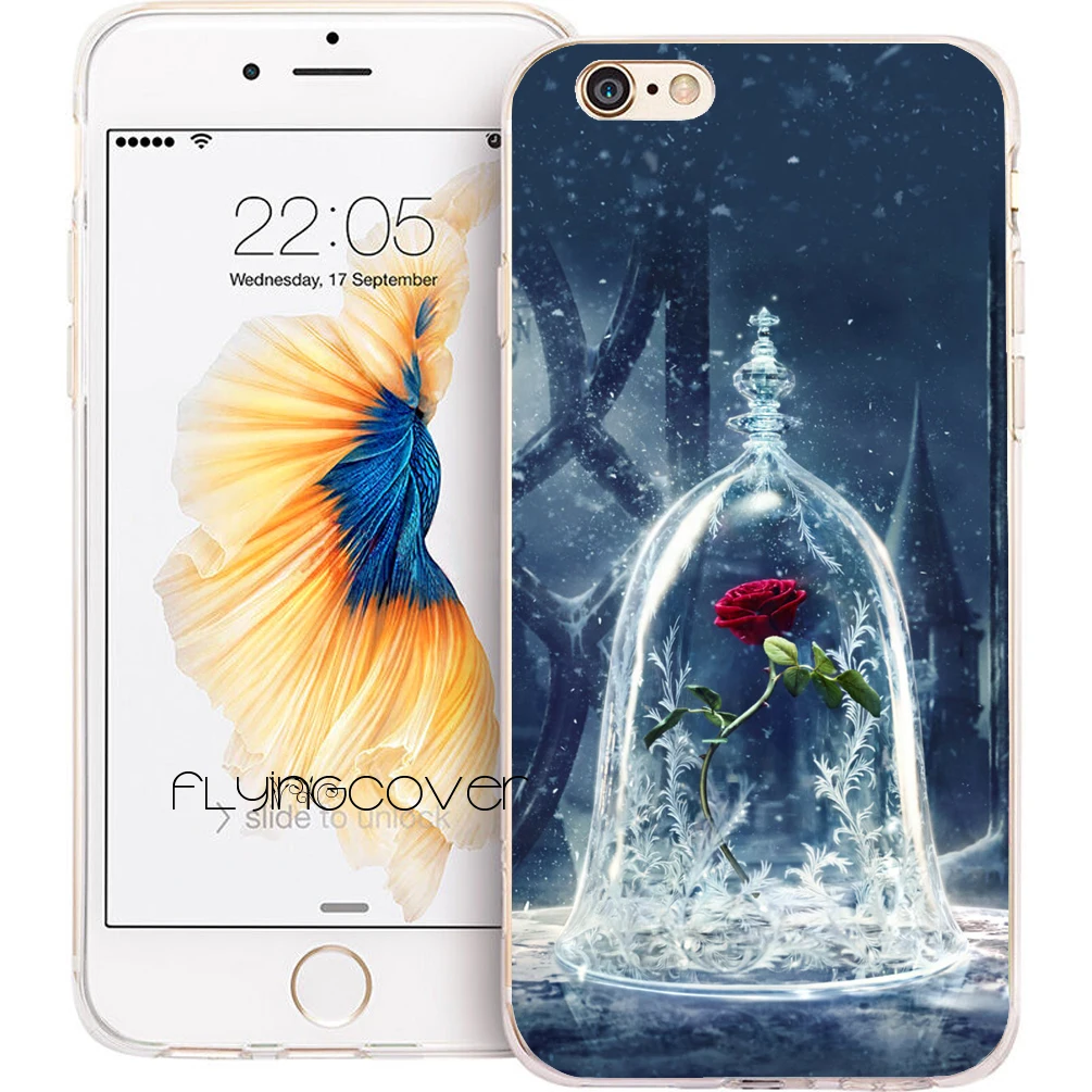 Coque Rose beauty Beast прозрачный мягкий силиконовый чехол для телефона iPhone XS Max XR X 7 8 6 S Plus