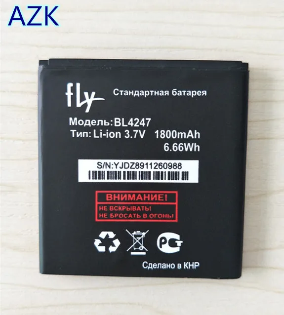 

+Track Number ! AZK High Quality 3.7V 6.66WH 1800mAh Phone Battery BL4247 for Fly IQ442 Miracle 1 BL4247