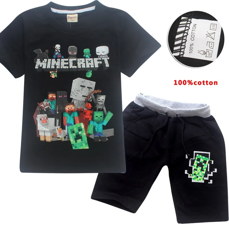 New Summer T-shirt + Shorts 2 Pieces Minecraft Suit Short Shirt Casual T-shirt + Baby Pants Set Baby Boys Clothing Set Tops New Summer T-shirt + Shorts 2 Pieces Minecraft Suit Short Shirt Casual T-shirt + Baby Pants Set Baby Boys Clothing Set Tops