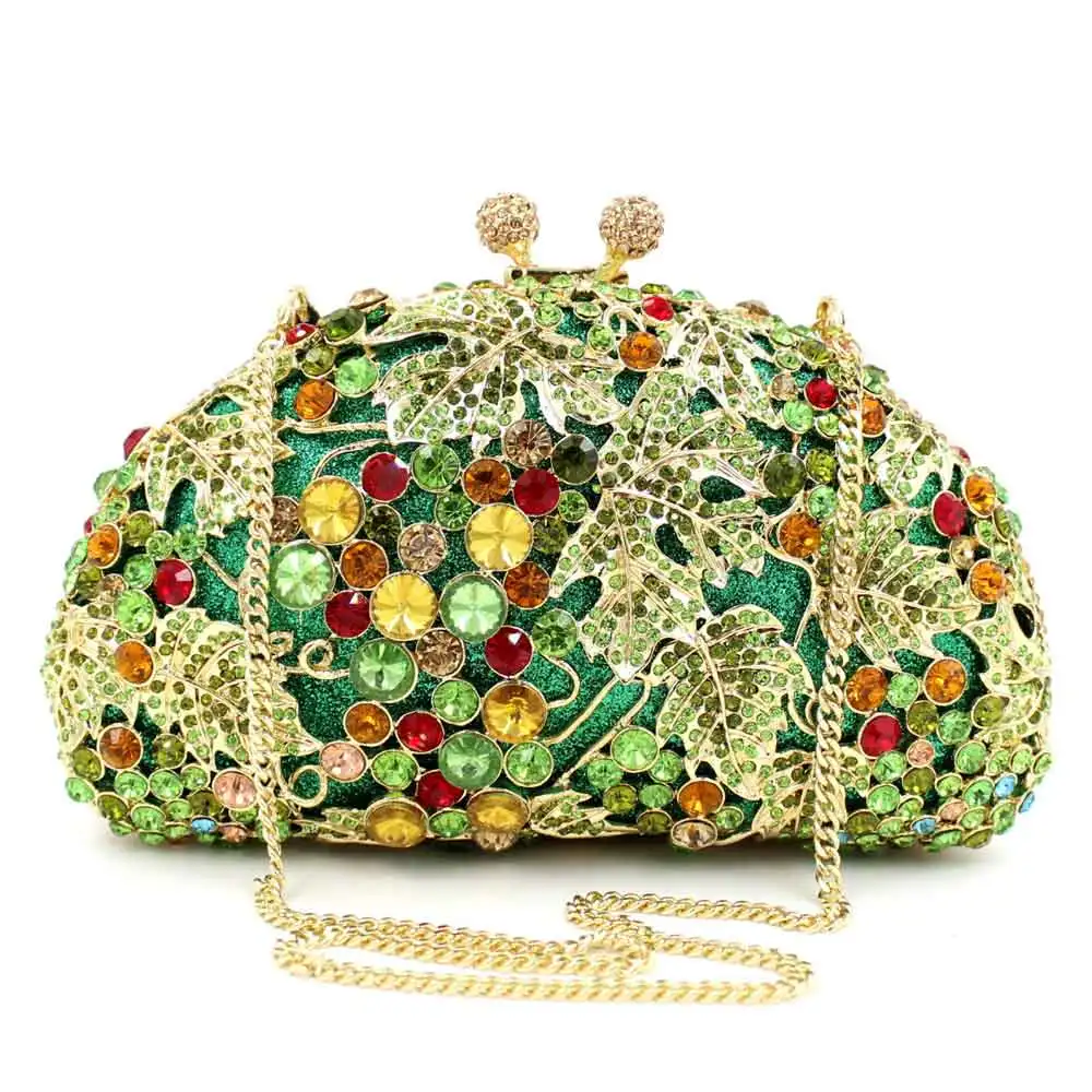 

Fashion Multi-Color Crystal Customized Fashion Bags Ladies Luxury Bags Hollow Out Metal Crystal Purse Women Handbags