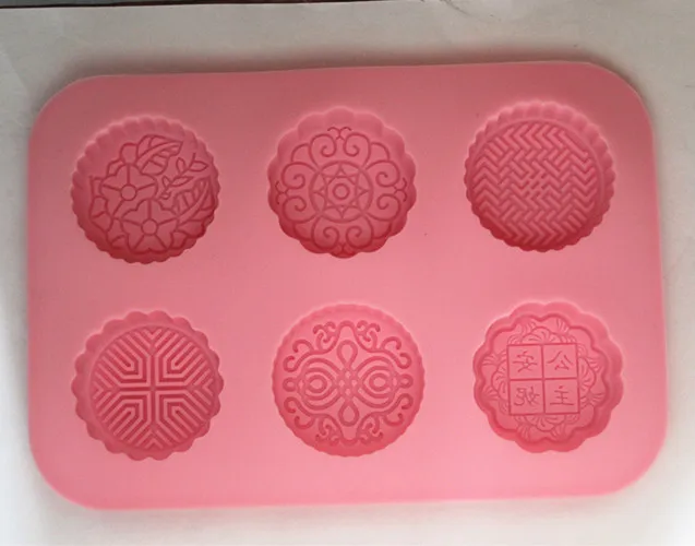 six different moon cake shape silicone molds hand made soap molds