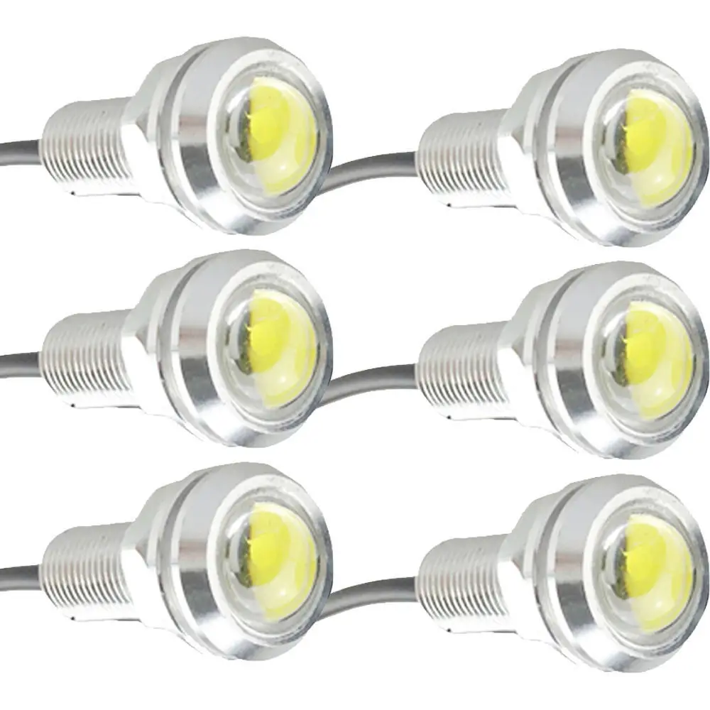 EE Support 6Pcs 12V 10W White LED Car Eagle Eye Daytime Running Lights 