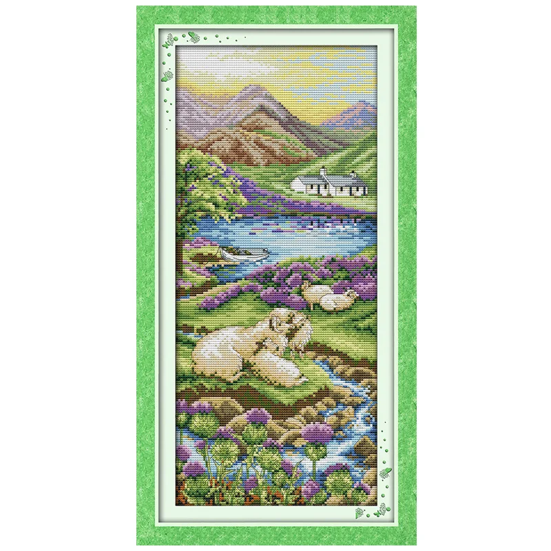 

Highland Landscape Counted Pattern Cross Stitch wholesale 11CT 14CT Chinese Cross-Stitch Kits Home Decor Embroidery Needlework