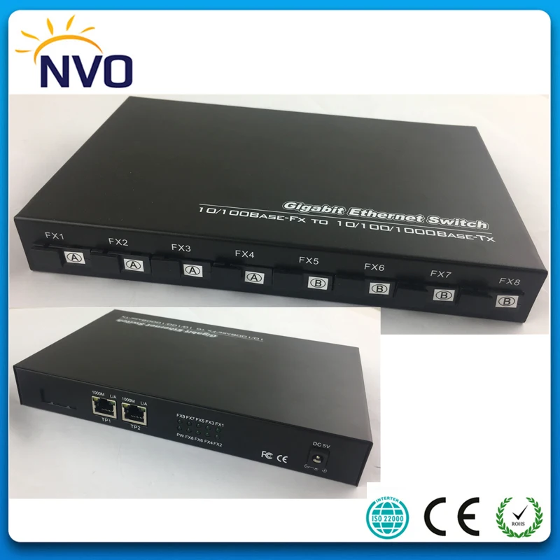 

8Fiber 100Mbps+2Port 10/100/1000 RJ45,Single Mode,Simplex,4A+4B side(SC Port),20KM,Euro Power,Unmanaged Fiber Optic Switch