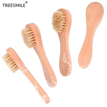 

TREESMILE 1PC Natural Bristle Bath Brush Wooden Massage Exfoliator Cleaning Dry Brush Bathroom Products Body Bath Brush