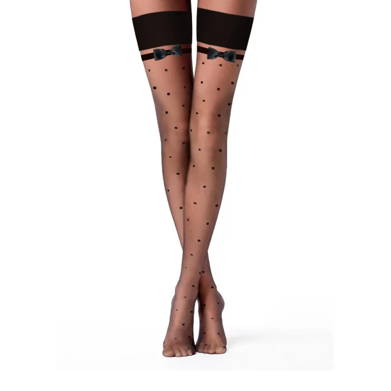 New Summer Women Stockings Korean Style Ultrathin Sexy Stockings Women Bow Point Long Pantyhose Medias De Mujer Nylon Stockings