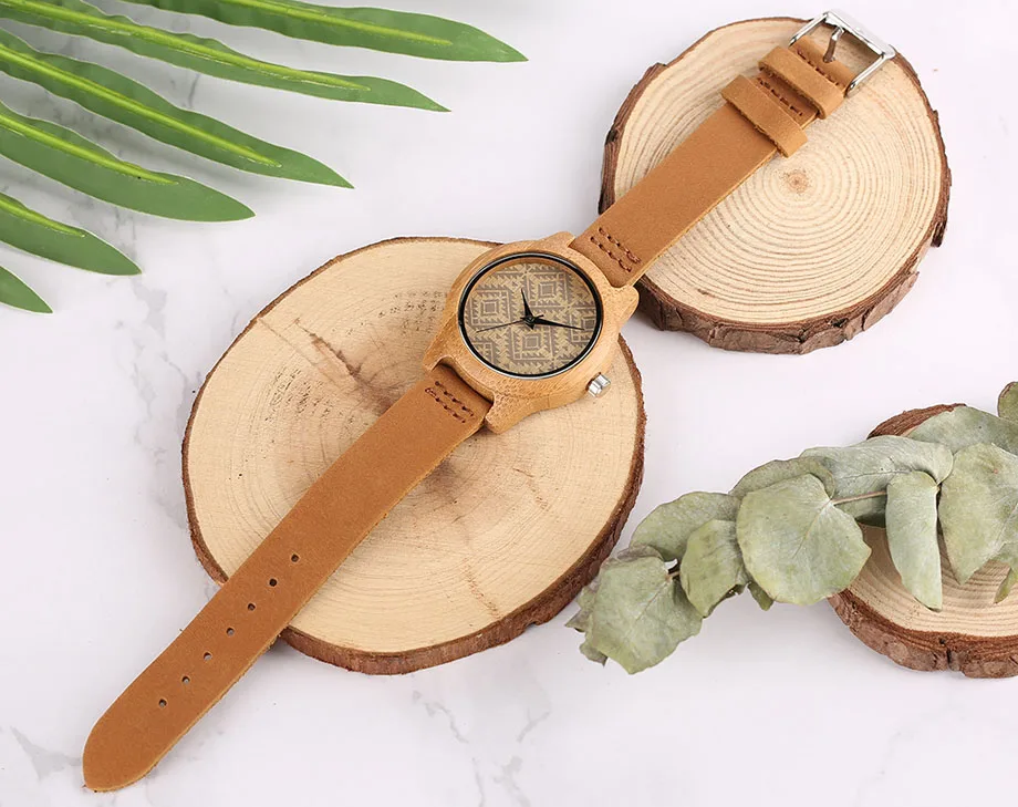 Fashion Full Hand Made Wooden Watch Women Small Real Leather Strap Silver Ling Grid Dial Quartz Ladies Wristwatch Montre Femme (13)