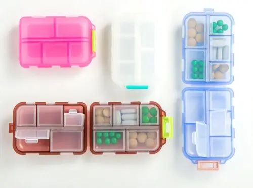 

1Pcs Medicine Drug Pills Storage Box 5 Grids Case Boxes Bins Container Weekly Sort Folding Vitamin Container Organizer New