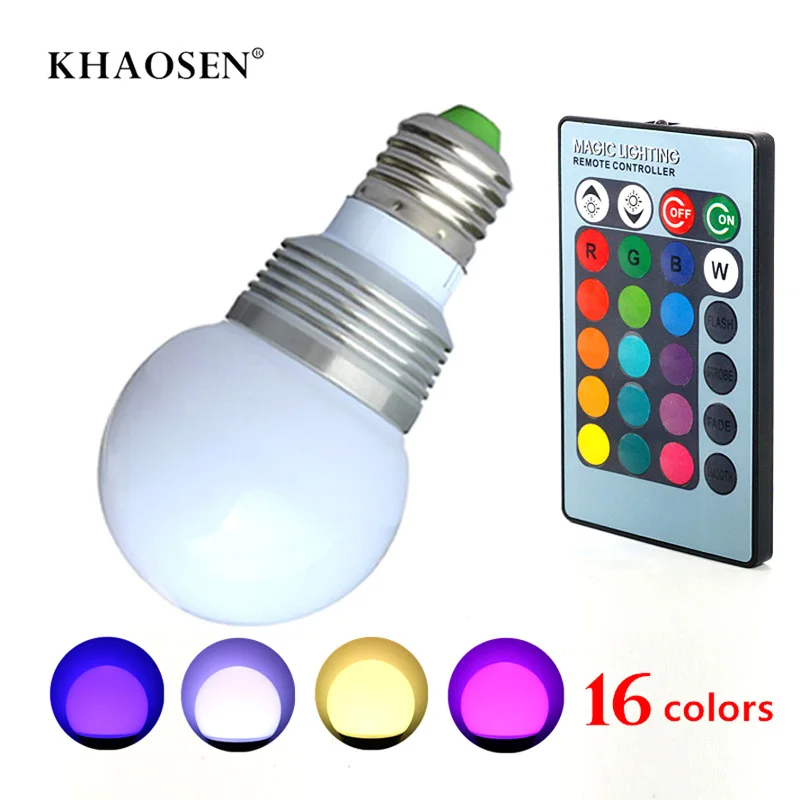 

Spot Light Lamp LED RGB Bulb E27/ B22/E14 Dimmable Magic Holiday LED Lighting AC110V 220V 3W IR Remote Control 16 Colors smart