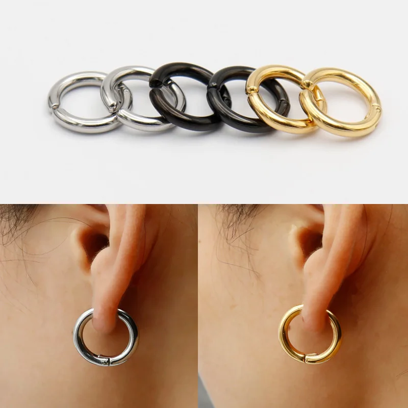 1 piece Women Men Stainless Steel Painless Ear Clip Round Ear Circle Non Piercing Fake Earrings New Popular Fashion Ear Jewelry