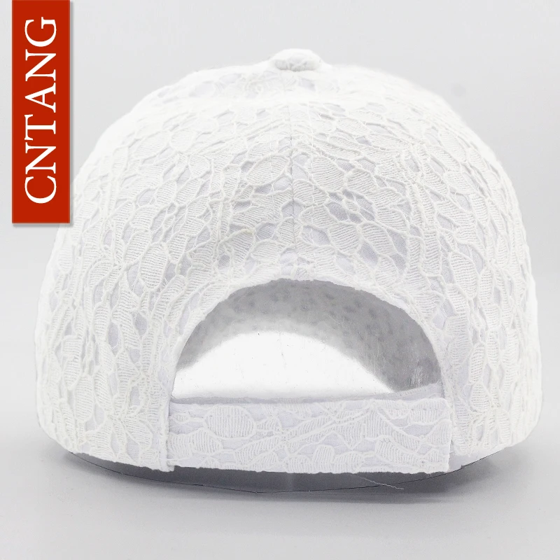 CNTANG Brand Summer Lace Hat Cotton Baseball Cap For Women Breathable Mesh Girls Snapback Hip Hop Fashion Female Caps Adjustable baseball cap