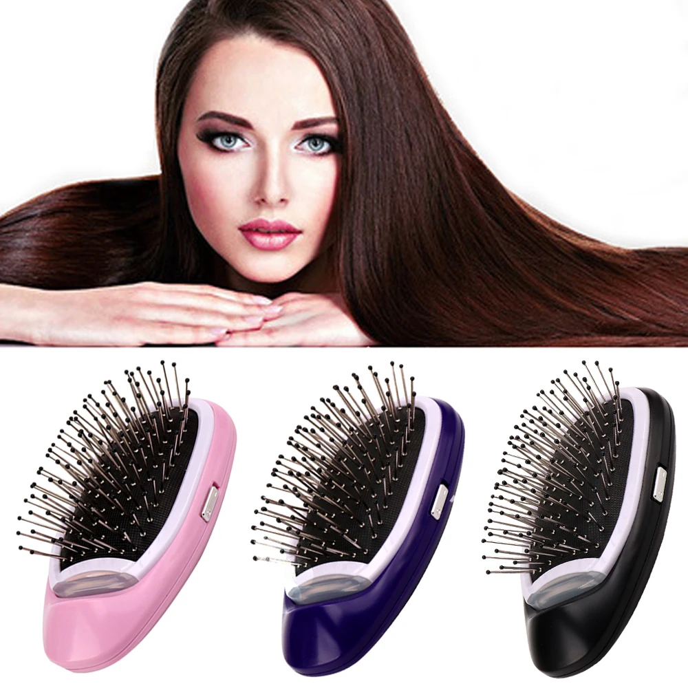 

1Pc Negative ion Hairbrush Electric Hair Ionic Brush Anti-static Comb Detangling Massage Combs for Salon Styling Women Girls