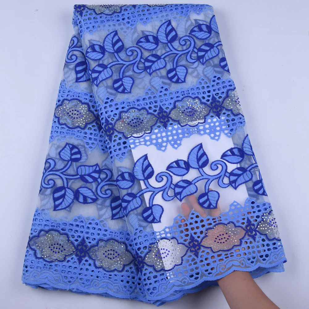 Синяя молочная шелковая ткань с кружевом Высококачественная французская сетчатая молочная шелковая кружевная ткань новая в африканском