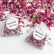 Confeti natural para boda y fiesta, accesorio con bolsa de Organza, pétalos de rosas y flores secas, decoración Pop, biodegradable