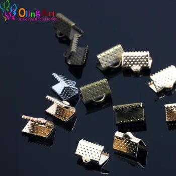

OlingArt 10MM 90pcs/lot Gold silver plated bronze Metal Cord End Crimps Caps Fastener Clasps DIY Jewelry making Necklace