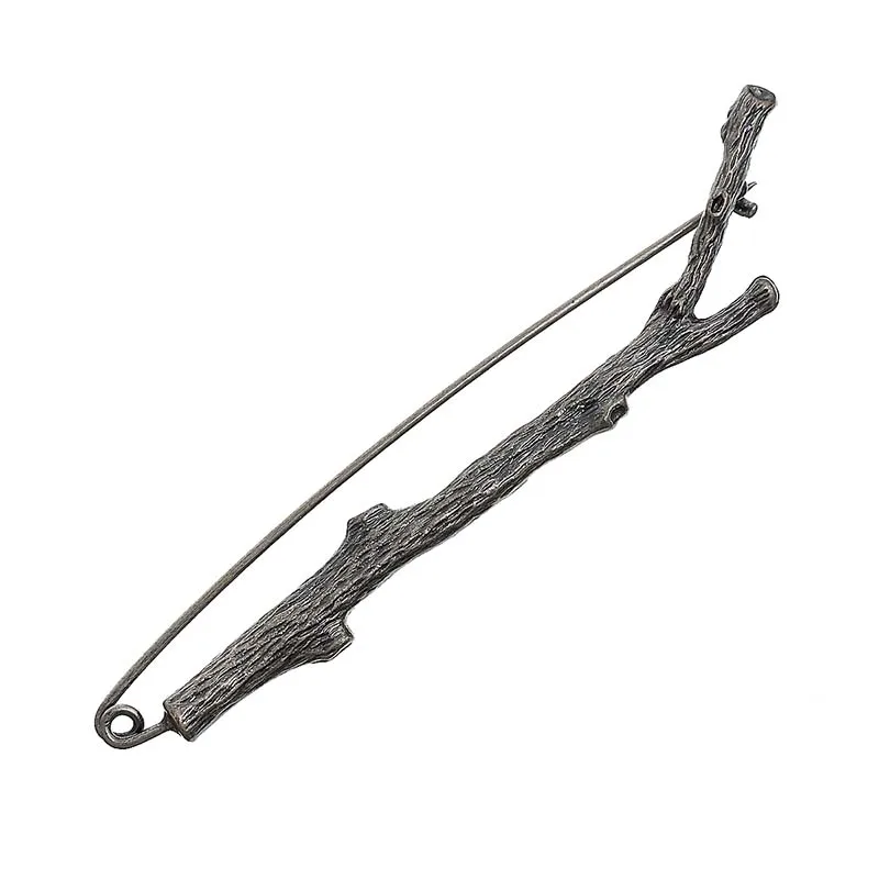 

3PCs/lot antique silver branch shaped Safety Pins Brooches wholesale clothes accessory hat bag collar decorations 8.4x2.2cm