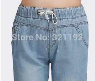 Женские летние однотонные свободные джинсы больших размеров из хлопка с высокой эластичной талией и широкими штанинами, женские весенние прямые широкие штаны выше размера d
