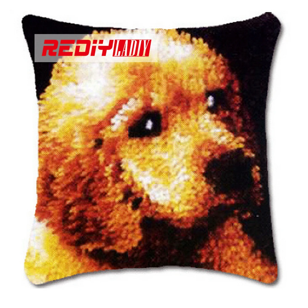 

Latch Hook Pillow Kits DIY Needlework Crocheting Kit Yarn 2015 Handmade Embroidery Pillowcase Unfinished Animals Dog Home Decor