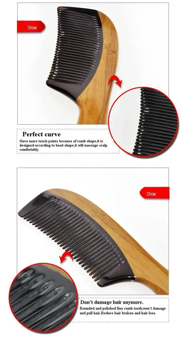 Chifre de Búfalo Anti-perda de Cabelo Melhor para o Cabelo Natural Pente Sândalo Verde Anti-estático 18.2 cm Desembaraçar Casa Deve Itens Diferentes 11 High Quality Beleza e saúde