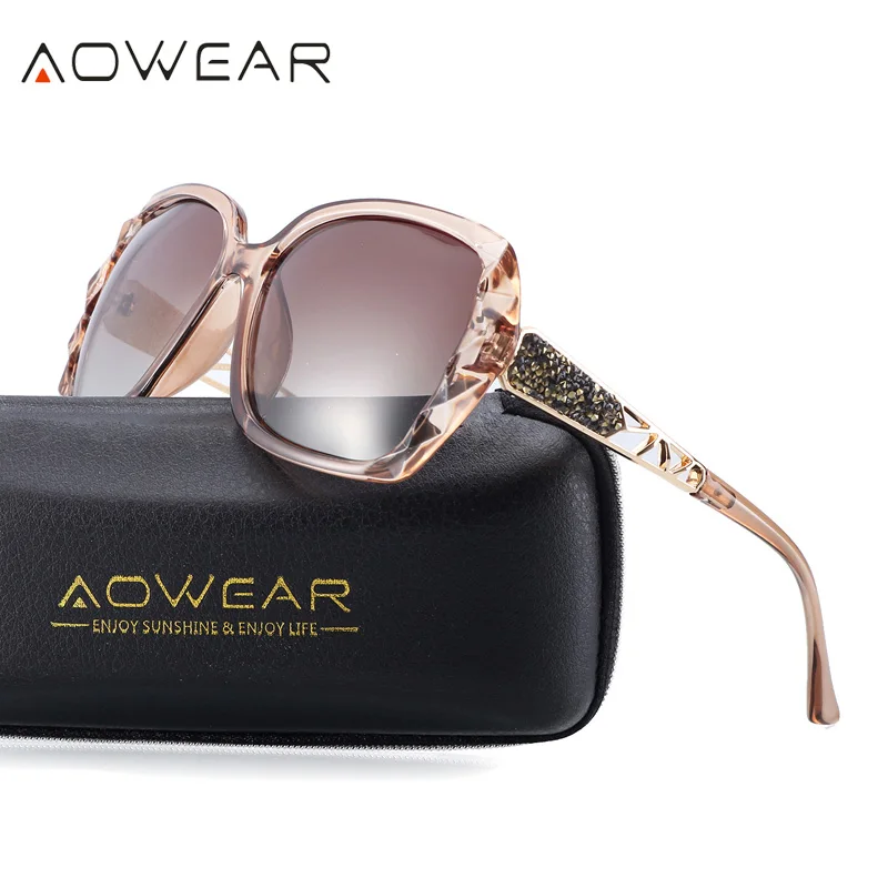 AOWEAR, роскошные брендовые негабаритные солнцезащитные очки, женские, поляризационные, модные, солнцезащитные очки, женские, для улицы, солнцезащитные очки, призматические Oculos