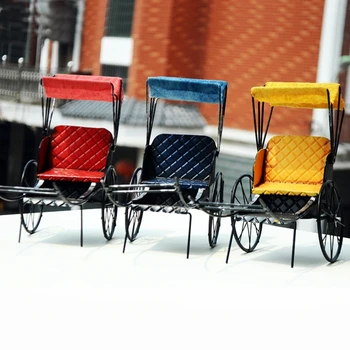 

Large Size Rickshaw Model Vintage Home Decor Retro Car Model Desktop Ornaments Craft Old-fashioned Iron Rickshaw Manualidades