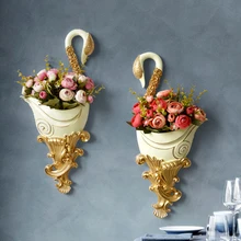 Простой европейский Лебедь на стену, ваза из смолы, подставка для цветов, ремесла для дома, гостиной, крыльца, фон, Настенная роспись, украшение