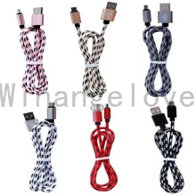 200 шт 1 м 3 фута алюминиевый сплав микро тканевый Плетеный Usb кабель для зарядки и передачи данных Аксессуары пряди для samsung s4 s6 s7 edge