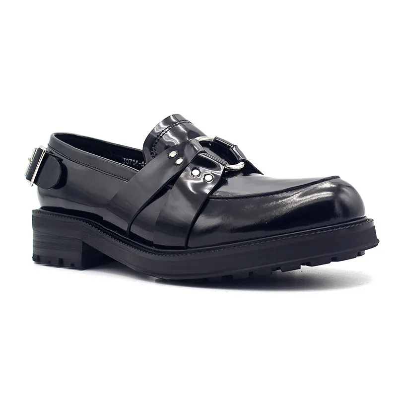 Г., новые дизайнерские мужские официальные туфли из натуральной кожи на толстой платформе с металлической пряжкой весенние офисные модельные туфли без шнуровки лоферы