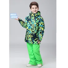 Gsou snow 10 K для мальчиков, зимняя одежда для детей, теплая одежда, лыжный костюм+ штаны, ветрозащитная утепленная Спортивная одежда для улицы, костюм