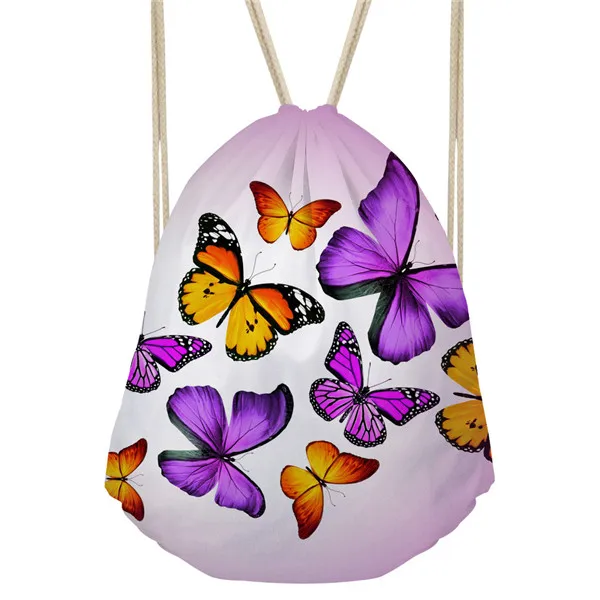 FORUDESIGNS/фитнес-Йога Спорт женский рюкзак мешочек с кулиской 3D с принтом бабочки женские дорожные пляжные сумки для хранения девочек - Цвет: H2764Z3