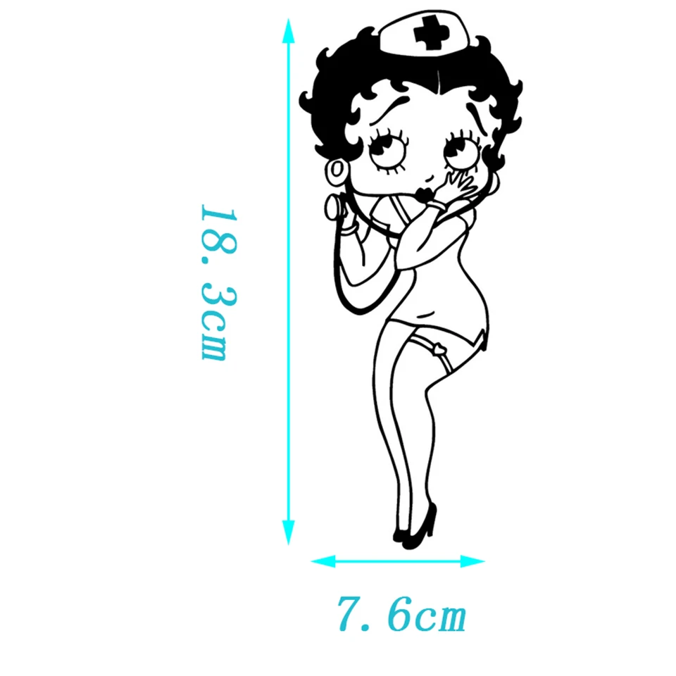 Betty Boop Nurse Cartoon Decor Vinyl Stickers Decals Car-Styling Creative Fashion Waterproof Car Body Wall Stickers 7.6cm18 (1)