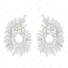 GODKI 44 мм знаменитый дизайн Роскошные PopularGeometry цветок серьги гвоздики для женщин свадебные Полный Mirco CZ кубический циркон модные ювелирные изделия