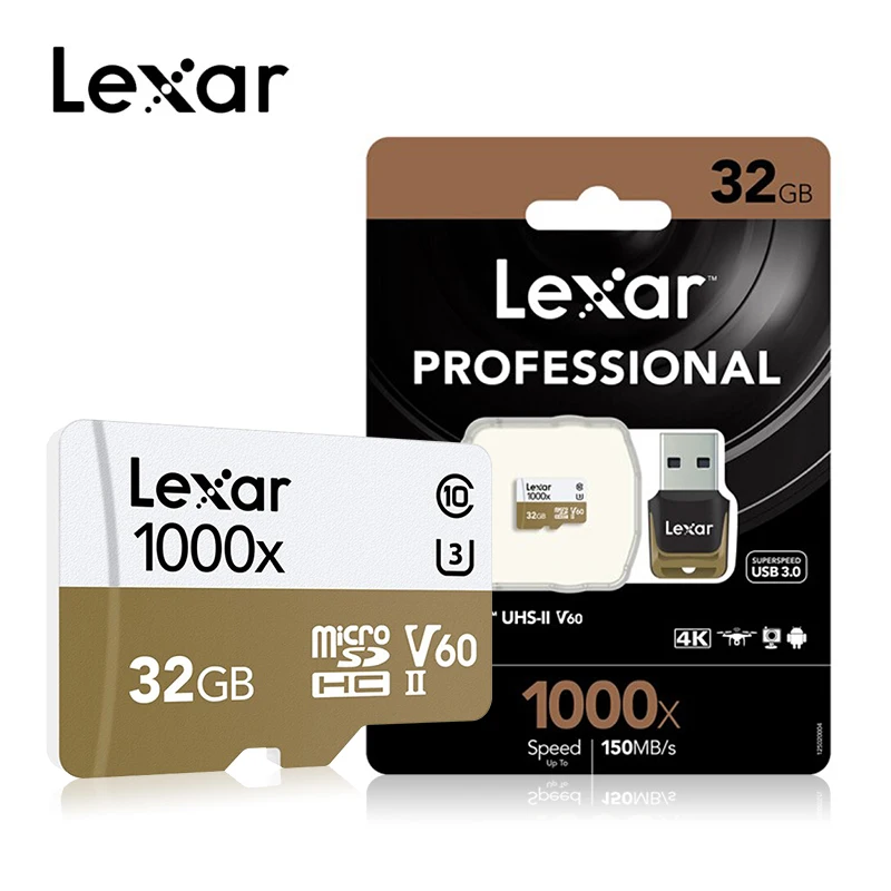 Lexar 150 МБ/с./с. 1000x TF 64 ГБ 128 г памяти micro sd/TF карты 32 USB 3,0 Reader UHS-II для Drone Gopro Hero спортивная видеокамера