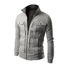 2016 Fashion Solid Color Coat Mens Hoodie Zipper Jacket Mens Hoodie Hot Sale Casual Standing Collar Fleece