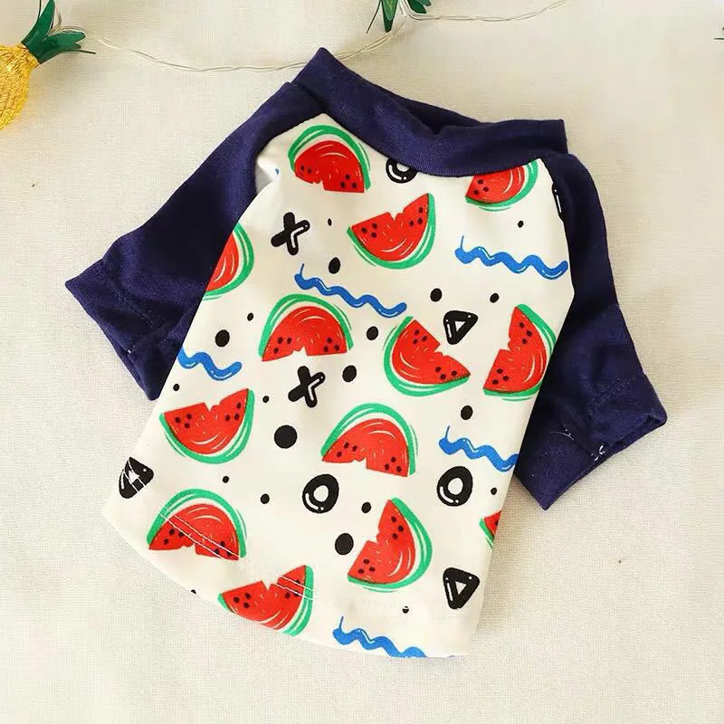 Летнее платье-футболка с рисунком собаки в фруктовом стиле, жилет из мягкого хлопка, одежда для пар, одежда для собак, платья, рубашки, жилет для щенка - Цвет: Watermelon-Tshirt