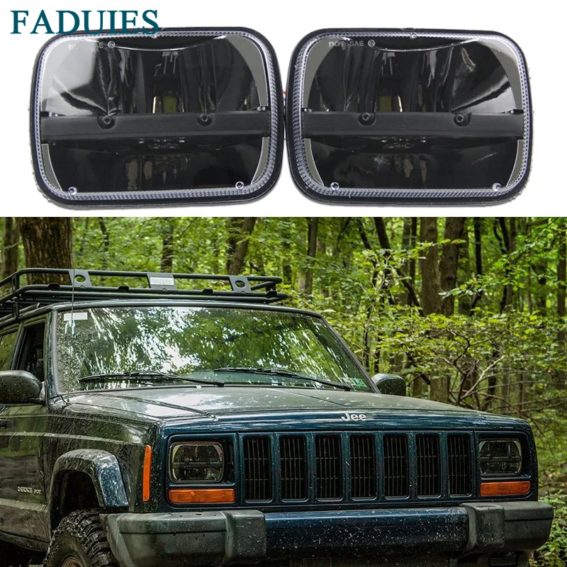 FADUIES 1 2PSC 5x7'' LED Square Headlight HighLow Beam For Jeep Wrangler Trucks  (2)