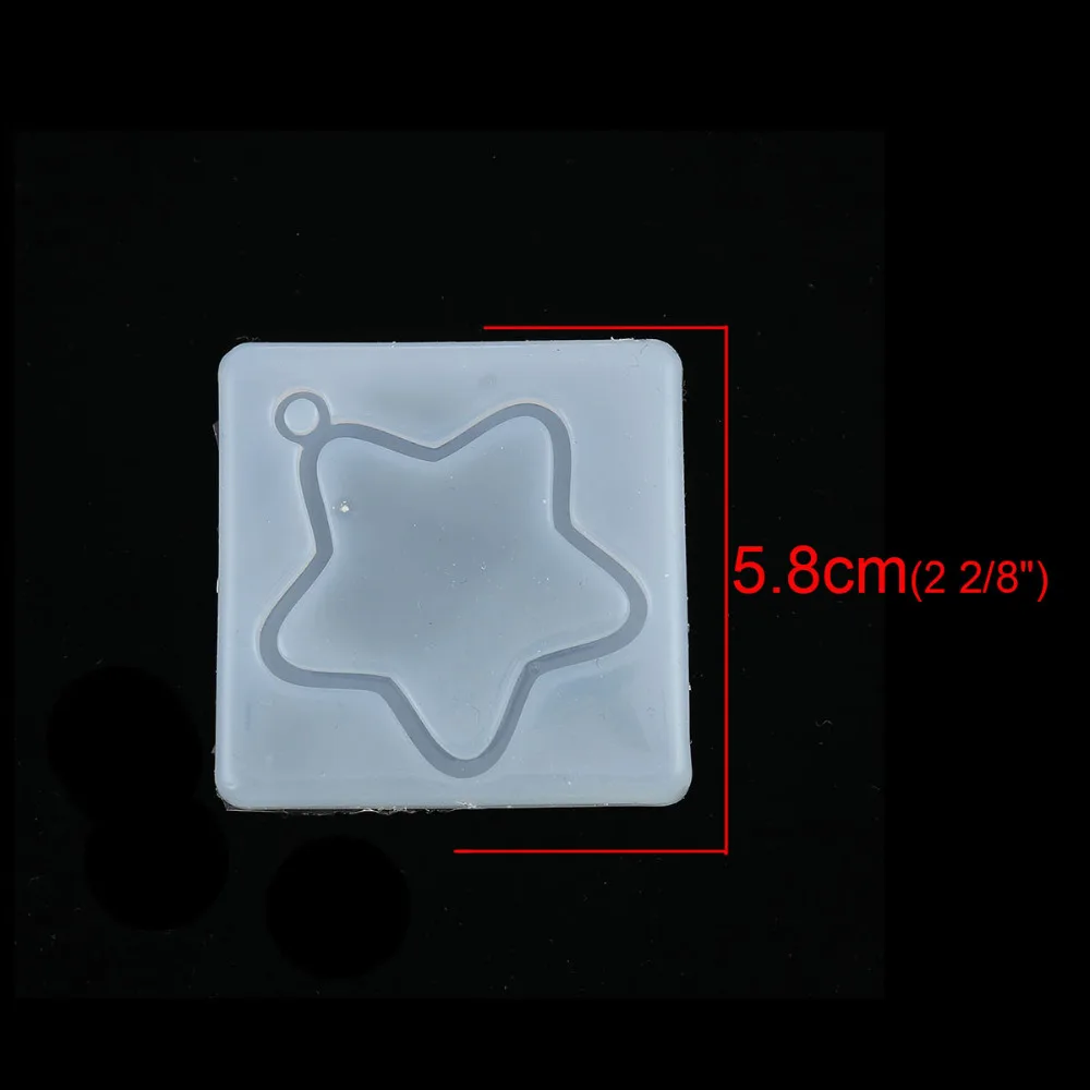 Силиконовая полимерная форма для изготовления ювелирных изделий квадратная белая звезда пентаграммы 58 мм(2 2/") x 58 мм(2 2/8"), 1 шт